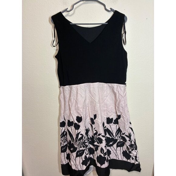 dressbarn Dresses & Skirts - DressBarn Dress Business Casual Boho Floral Sleeveless Black White Size 14W BD1